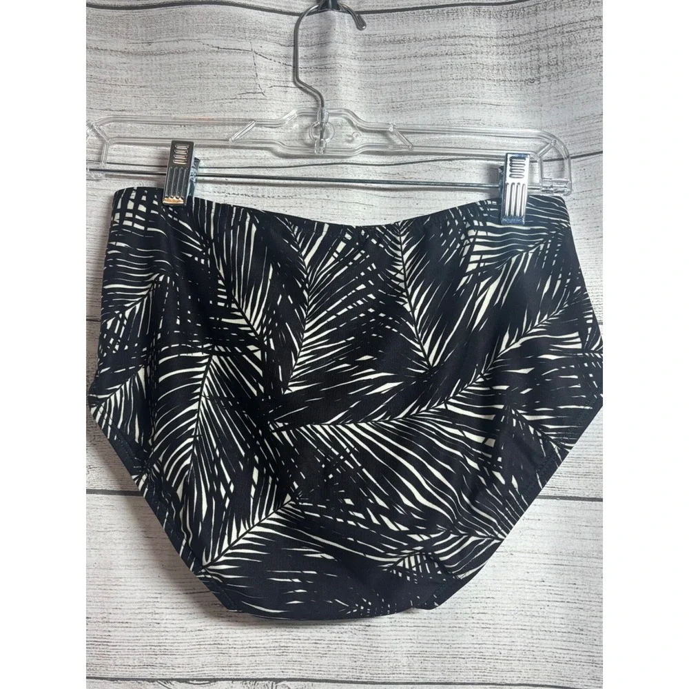 Michael Kors Women's XS Swim bottom black/white palm‎ tree floral fern NWT